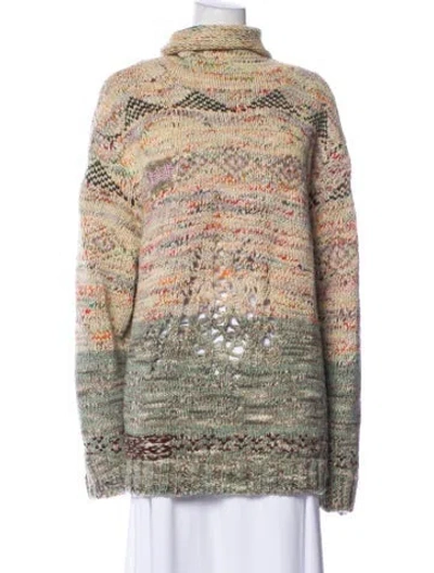 Pre-owned Acne Studios Striped Turtleneck Sweater W/ Tags In Neutral