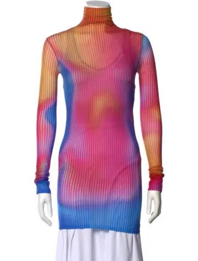 Pre-owned Acne Studios Striped Turtleneck Tunic In Pink