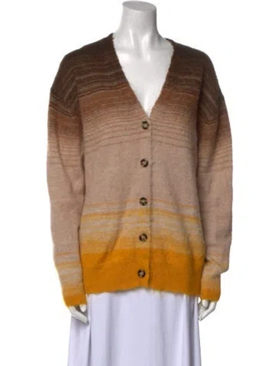 Pre-owned Acne Studios Striped V-neck Sweater In Brown