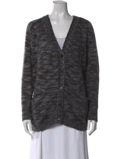 Pre-owned Acne Studios Striped V-neck Sweater In Gray