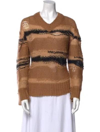 Pre-owned Acne Studios Striped V-neck Sweater In Multi