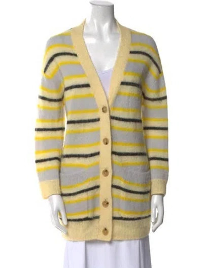 Pre-owned Acne Studios Striped V-neck Sweater In Neutral