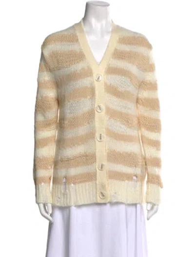 Pre-owned Acne Studios Striped V-neck Sweater In Neutral