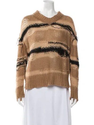 Pre-owned Acne Studios Striped V-neck Sweater In Neutrals