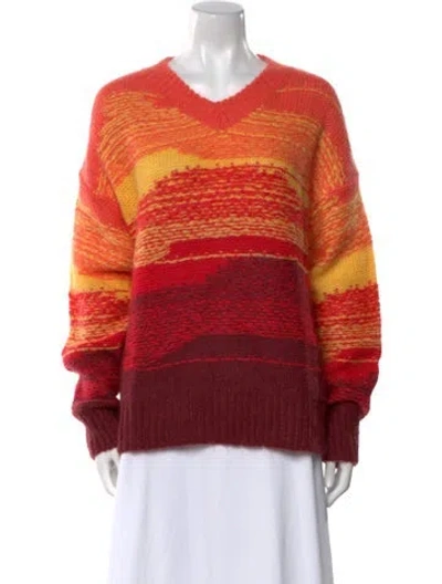Pre-owned Acne Studios Striped V-neck Sweater In Orange