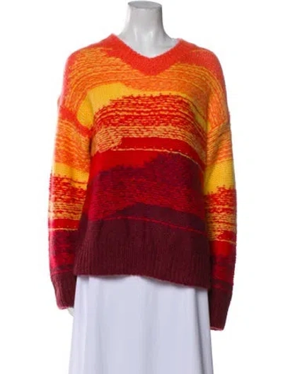 Pre-owned Acne Studios Striped V-neck Sweater In Orange