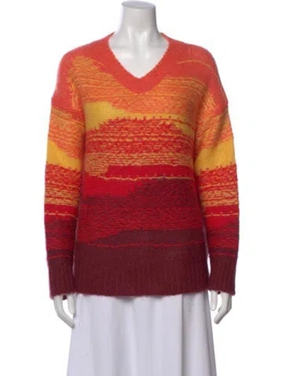 Pre-owned Acne Studios Striped V-neck Sweater In Orange
