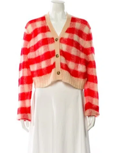 Pre-owned Acne Studios Striped V-neck Sweater In Pink