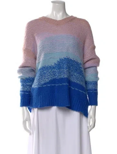 Pre-owned Acne Studios Striped V-neck Sweater In Pink