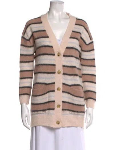 Pre-owned Acne Studios Striped V-neck Sweater In Pink