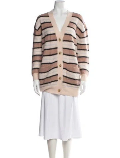 Pre-owned Acne Studios Striped V-neck Sweater In Pink