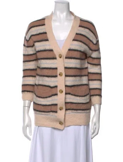 Pre-owned Acne Studios Striped V-neck Sweater In Pink