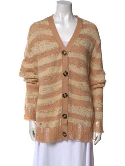 Pre-owned Acne Studios Striped V-neck Sweater W/ Tags In Neutral