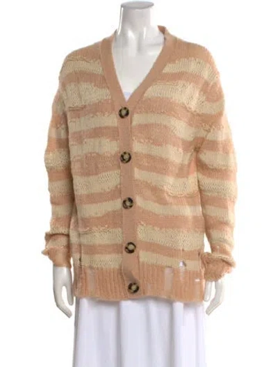 Pre-owned Acne Studios Striped V-neck Sweater W/ Tags In Neutral