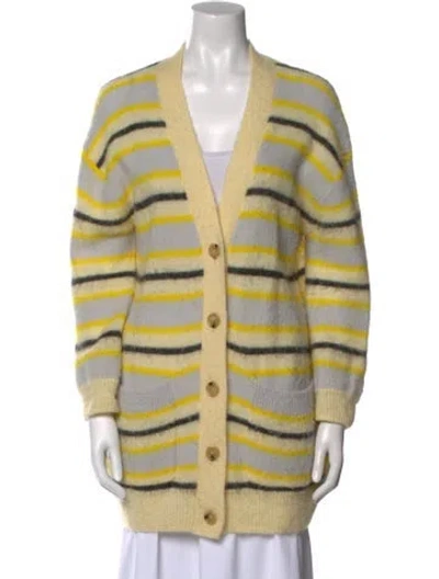 Pre-owned Acne Studios Striped V-neck Sweater In Yellow