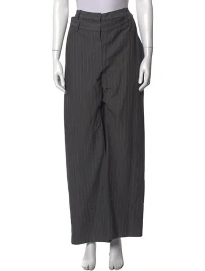 Pre-owned Acne Studios Striped Wide Leg Pants In Grey