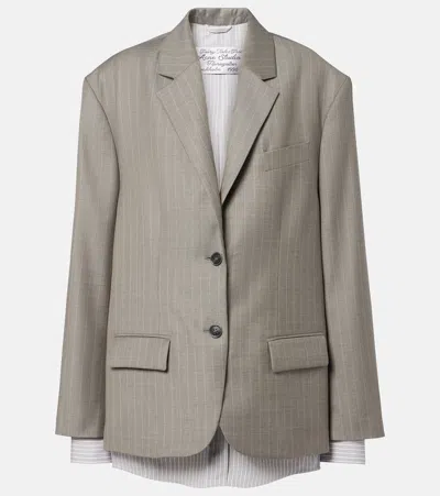 Acne Studios Striped Wool Jacket In Gray