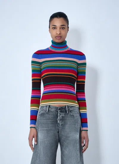 Acne Studios Striped Wool Turtleneck In Multi