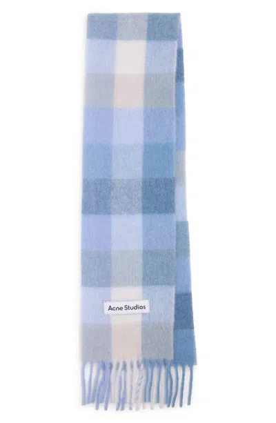 Acne Studios Studios Vally Plaid Alpaca, Wool & Mohair Blend Scarf In Blue