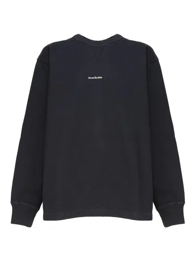Acne Studios Over Cotton Sweatshirt With Front Logo In Grey