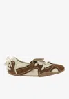 Acne Studios Bilaria Lace-up Suede And Leather Ballet Flats In Brown