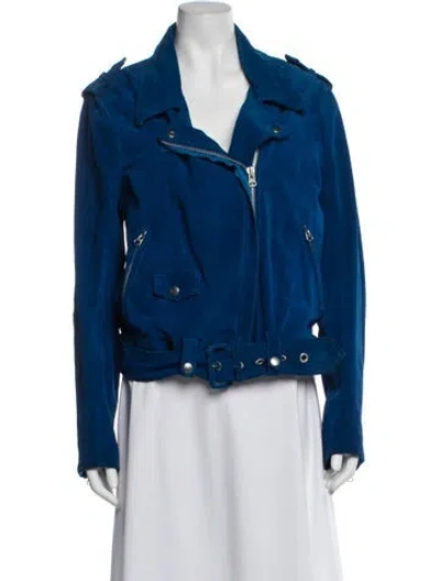 Pre-owned Acne Studios Suede Biker Jacket In Blue