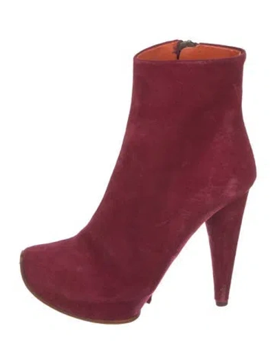 Pre-owned Acne Studios Suede Boots In Burgundy