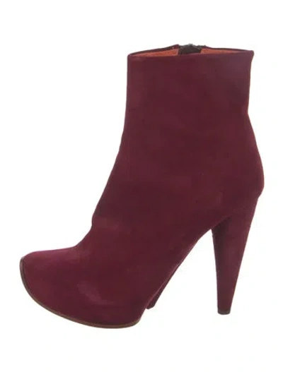 Pre-owned Acne Studios Suede Boots In Burgundy
