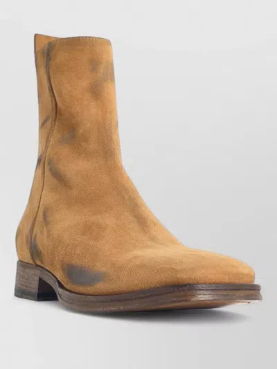 Acne Studios Suede Boots Pull Tab Round Toe In Brown