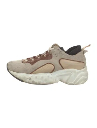 Pre-owned Acne Studios Suede Colorblock Pattern Chunky Sneakers In Neutral