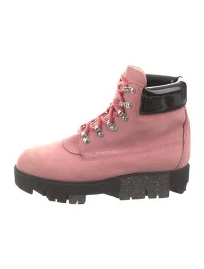 Pre-owned Acne Studios Suede Colorblock Pattern Combat Boots In Multi