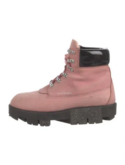 Pre-owned Acne Studios Suede Colorblock Pattern Combat Boots In Pink