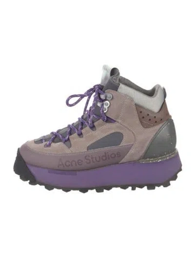 Pre-owned Acne Studios Suede Colorblock Pattern Hiking Boots In Purple