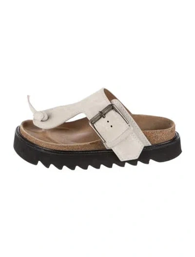 Pre-owned Acne Studios Suede Flats In Black/neutrals/white