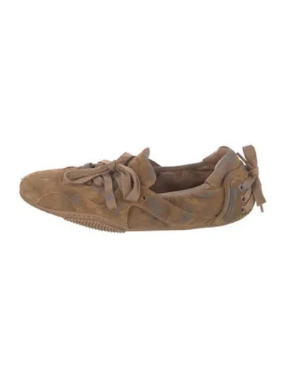 Pre-owned Acne Studios Suede Flats In Brown/neutrals