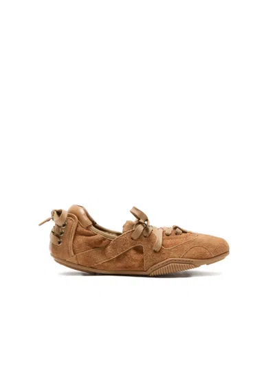 Acne Studios Suede Lace-up Sneakers In Brown