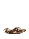 Acne Studios Bilaria Lace-up Suede And Leather Ballet Flats In Brown
