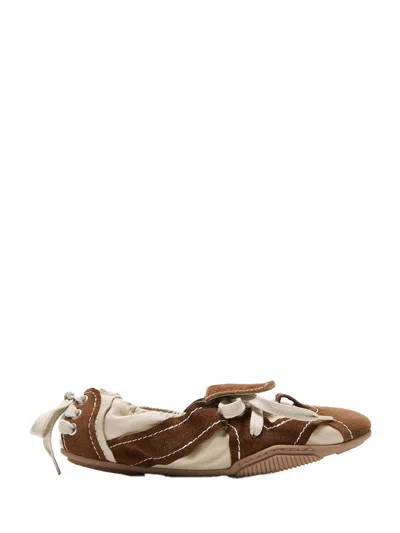 Acne Studios Suede Lace-up With Back Tie Detail Flat In Multicolor