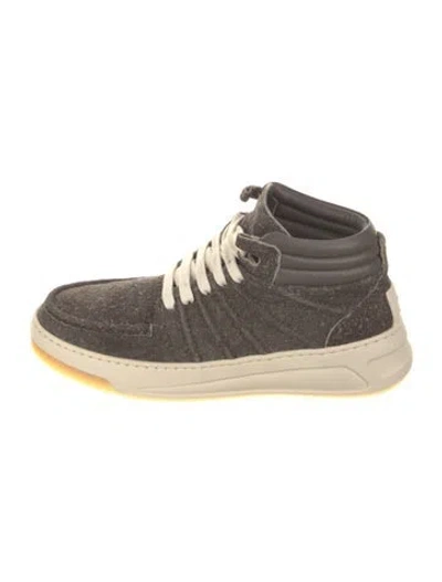 Pre-owned Acne Studios Suede Leather Trim Embellishment Sneakers In Brown