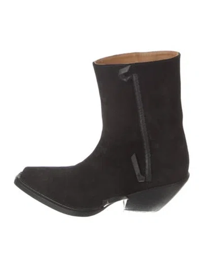 Pre-owned Acne Studios Suede Leather Trim Embellishment Western Boots In Black