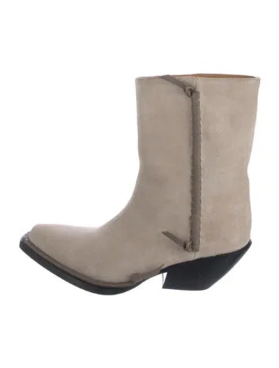 Pre-owned Acne Studios Suede Leather Trim Embellishment Western Boots In Neutral