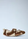 Acne Studios Bilaria Lace-up Suede And Leather Ballet Flats In Brown