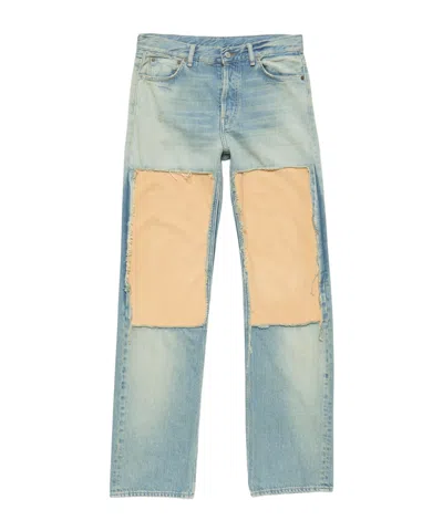 Acne Studios Suede Panel Jeans In Blue