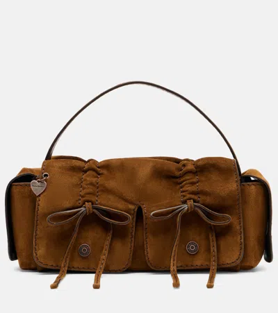 Acne Studios Suede Shoulder Bag In Brown