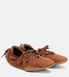 Acne Studios Leather Trimmed Paneled Suede Flats Brown In Brown