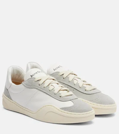 Acne Studios Suede-trimmed Leather Sneakers In White