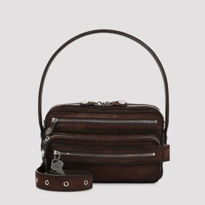 Acne Studios Suede Wax Mini Shoulder Bag In Brown