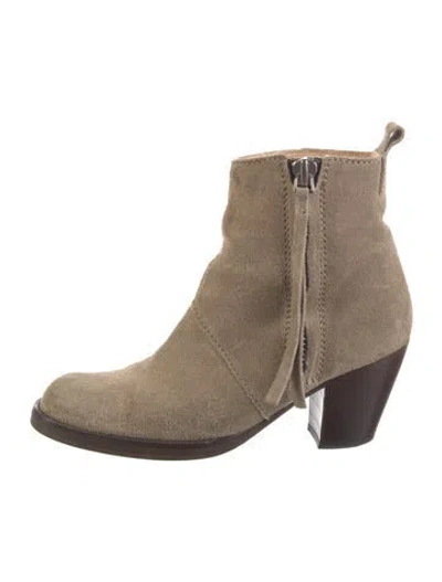 Pre-owned Acne Studios Suede Western Boots In Neutral