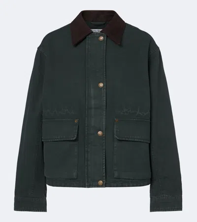 Acne Studios Suede-trimmed Cotton Canvas Jacket In Blue