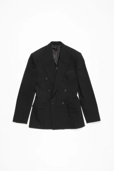 Acne Studios Double-breasted Pinstripe Jacket In Black